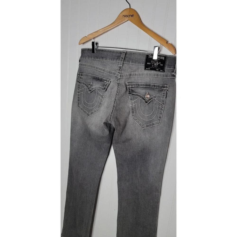 True Religion Ricky Relaxed Straight Gray Denim Men's Size 31 Flap Back Pockets